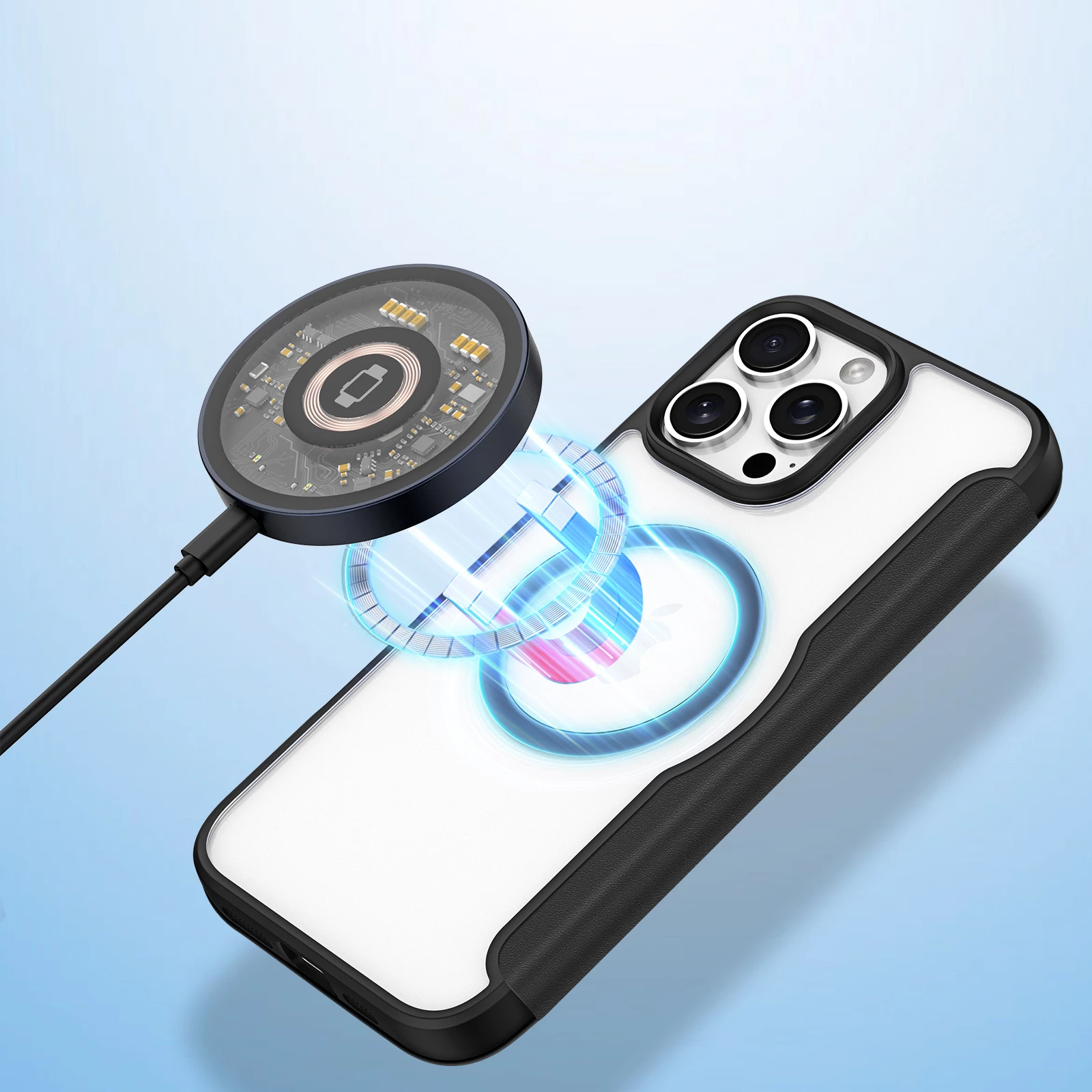 Mbështjellës Dux Ducis Skin X Pro për iPhone 16 Pro Max me MagSafe dhe flip, i zi