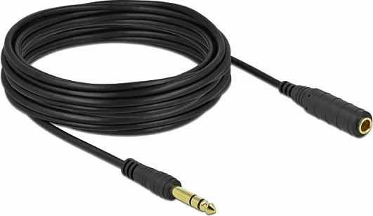 Kabllo zgjatëse jack stereo DeLOCK 6.35mm (Mashkull-Femër), 10m, e zezë