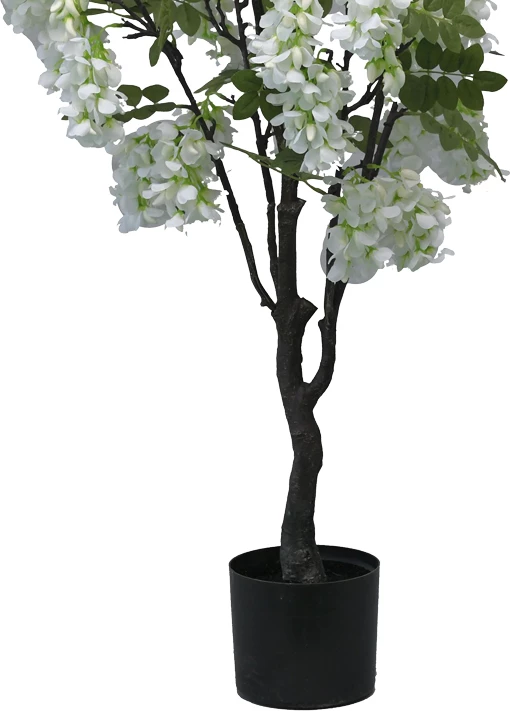 Bimë dekorative me lule fasule në vazo, Inart, e bardhë, pp, H125cm