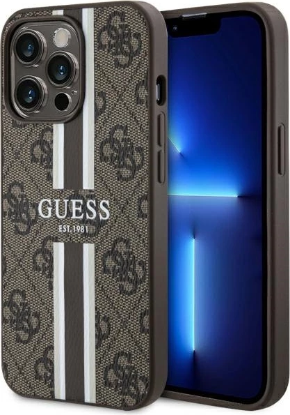 Mbështjellës Guess 4G Printed Stripes MagSafe për iPhone 13 Pro/13 6.1", kafe