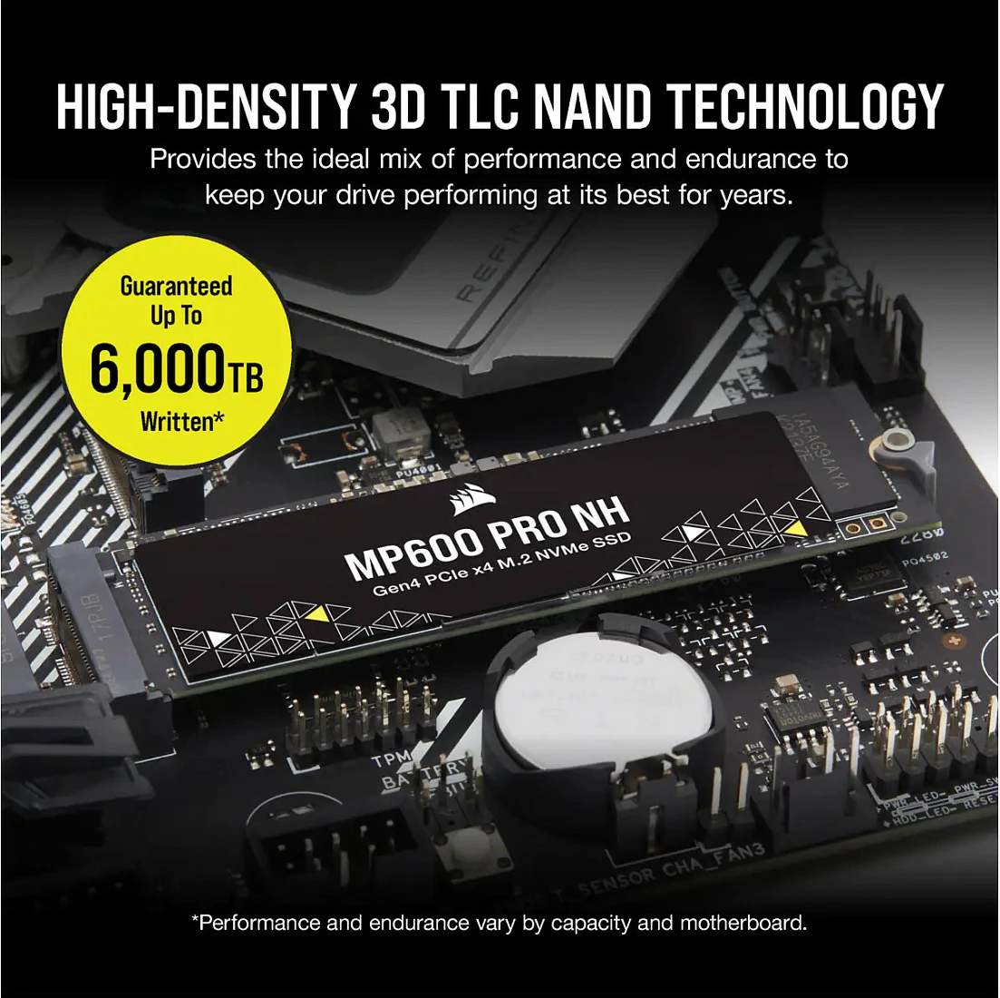 SSD M.2 NVMe Corsair MP600 PRO NH, 4TB, PCIe 4.0 x4, 7000MB/s, e zezë
