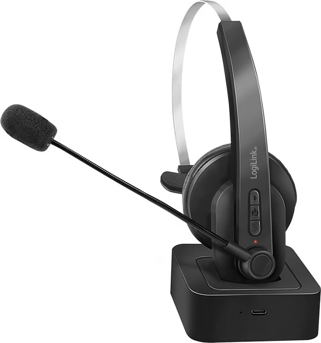 Kufje LogiLink BT0059, Bluetooth 5.0, mono, me bazë karikimi, të zeza