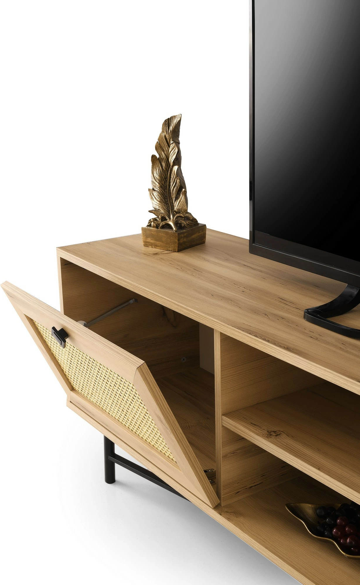Komodë TV Hanah Home, Begonya 180, ngjyrë lis dhe e zezë