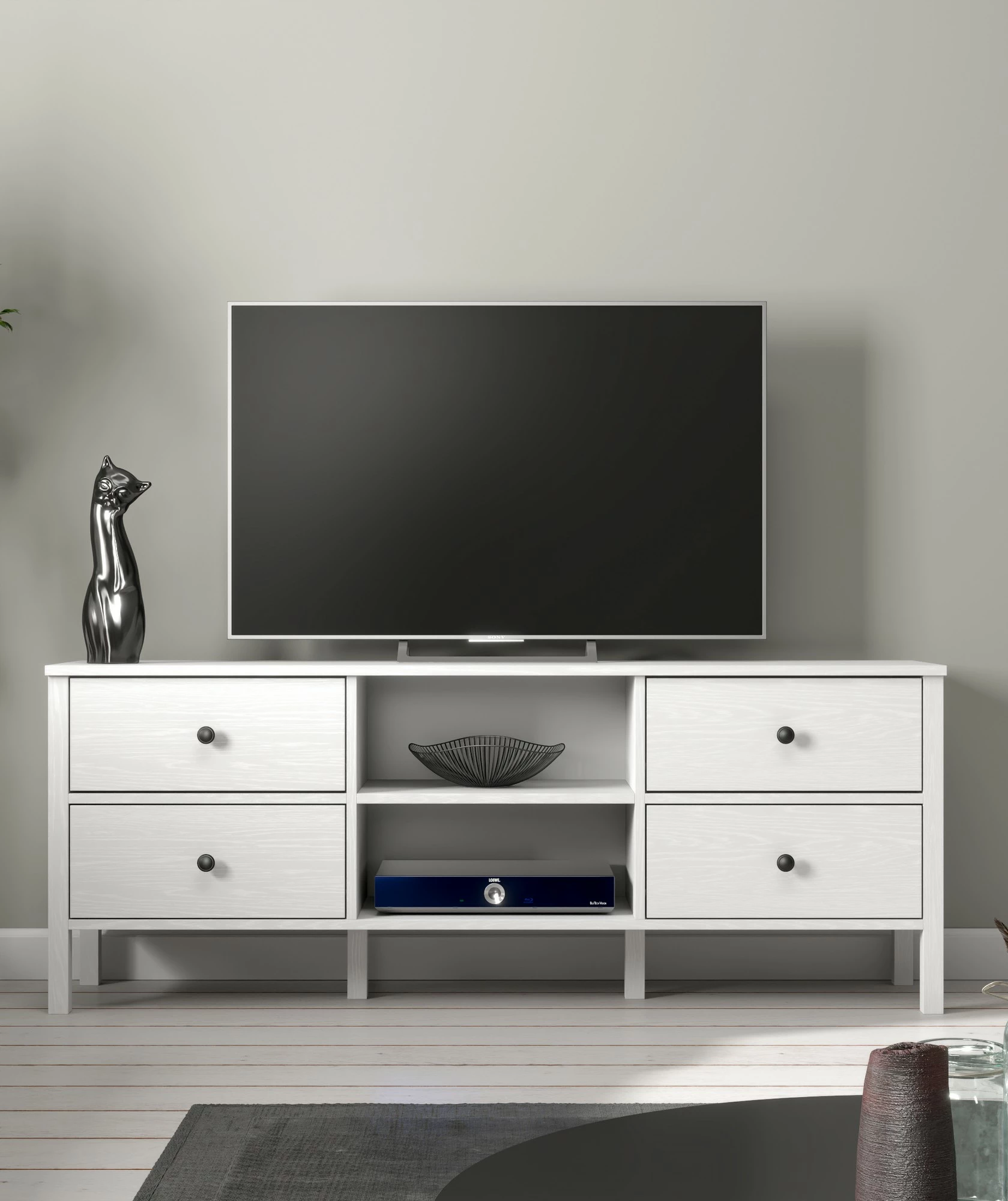 Komodë TV Hanah Home, FRN-20002, ngjyrë druri dhe e bardhë, 160x62x35cm