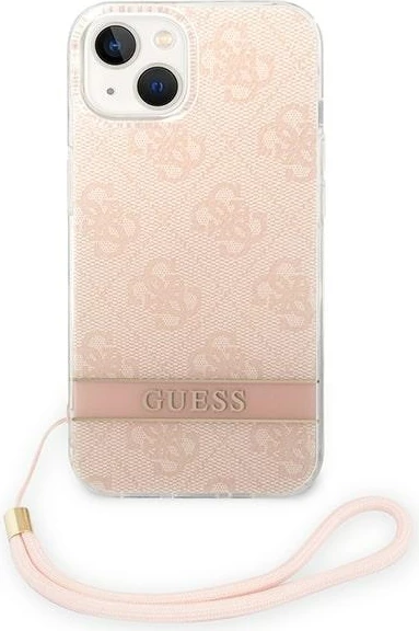 Mbështjellës Guess GUOHCP14MH4STP për iPhone 14 Plus 6.7", rozë me varëse