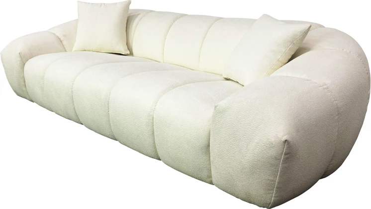 Divan BOSSANOVA, 3 vende, ngjyrë e bardhë e çelët, 255x115x71cm