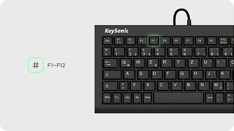 Tastierë KeySonic ACK-3401U, USB, Tenkeyless kompakte, UK QWERTY, SoftSkin, e zezë