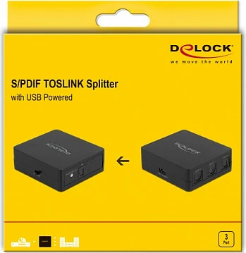 Splitter optik S/PDIF TOSLINK DeLOCK 1x In 3x Out, USB Powered, i zi
