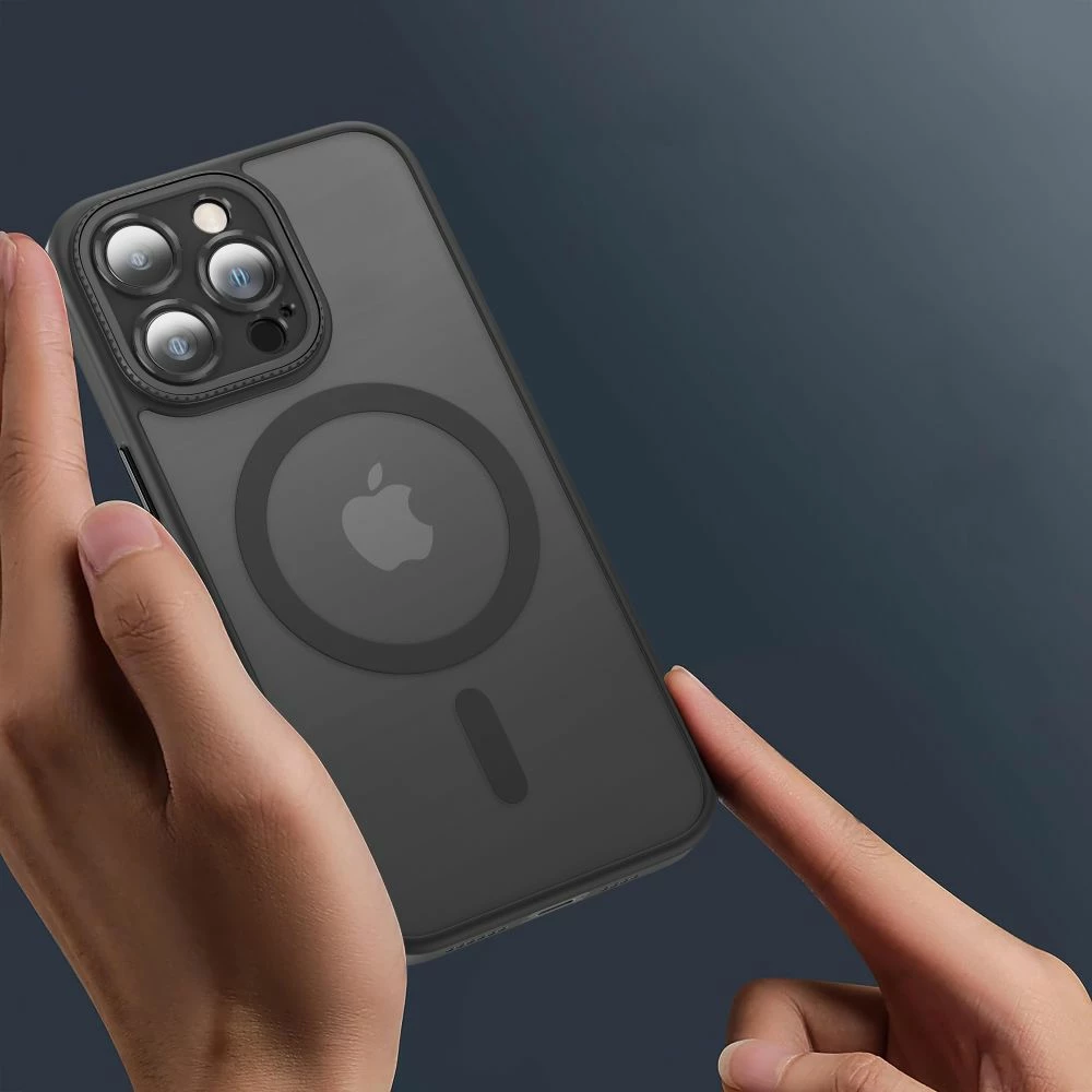 Mbështjellës Tech-Protect MagMat Cam+ për iPhone 15, MagSafe, Gjysem-transparent, Zi