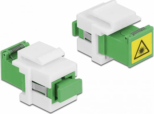 Modul Keystone DeLOCK SC Simplex femër-në-femër, flat, me mbrojtje laser, gjelbër/bardhë