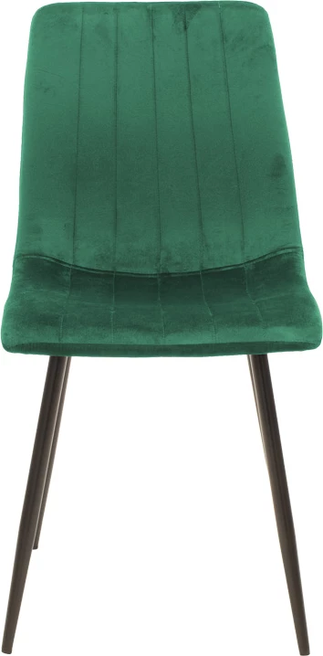 Karrige Noor kadife e gjelbër, këmbë metalike të zeza, set prej 4 copash, 44x53x86cm