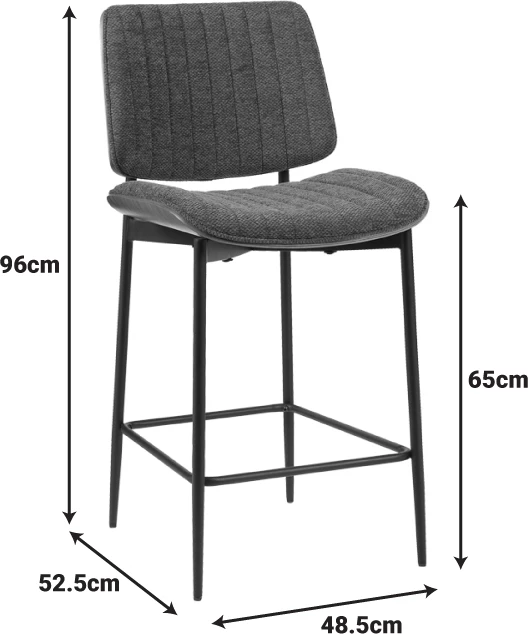 Karrige për bar Kathy, dru arre, material gri, 48.5x52.5x96cm