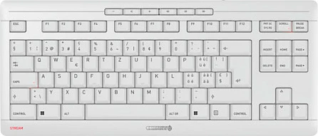 Tastierë Cherry STREAM TKL 8600, USB me kabllo, QWERTZ (Swiss), e bardhë