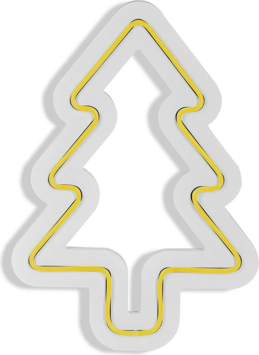 Dritë dekorative plastike LED, formë bredhi, ngjyrë e verdhë, Wallity, 21x30x2 cm