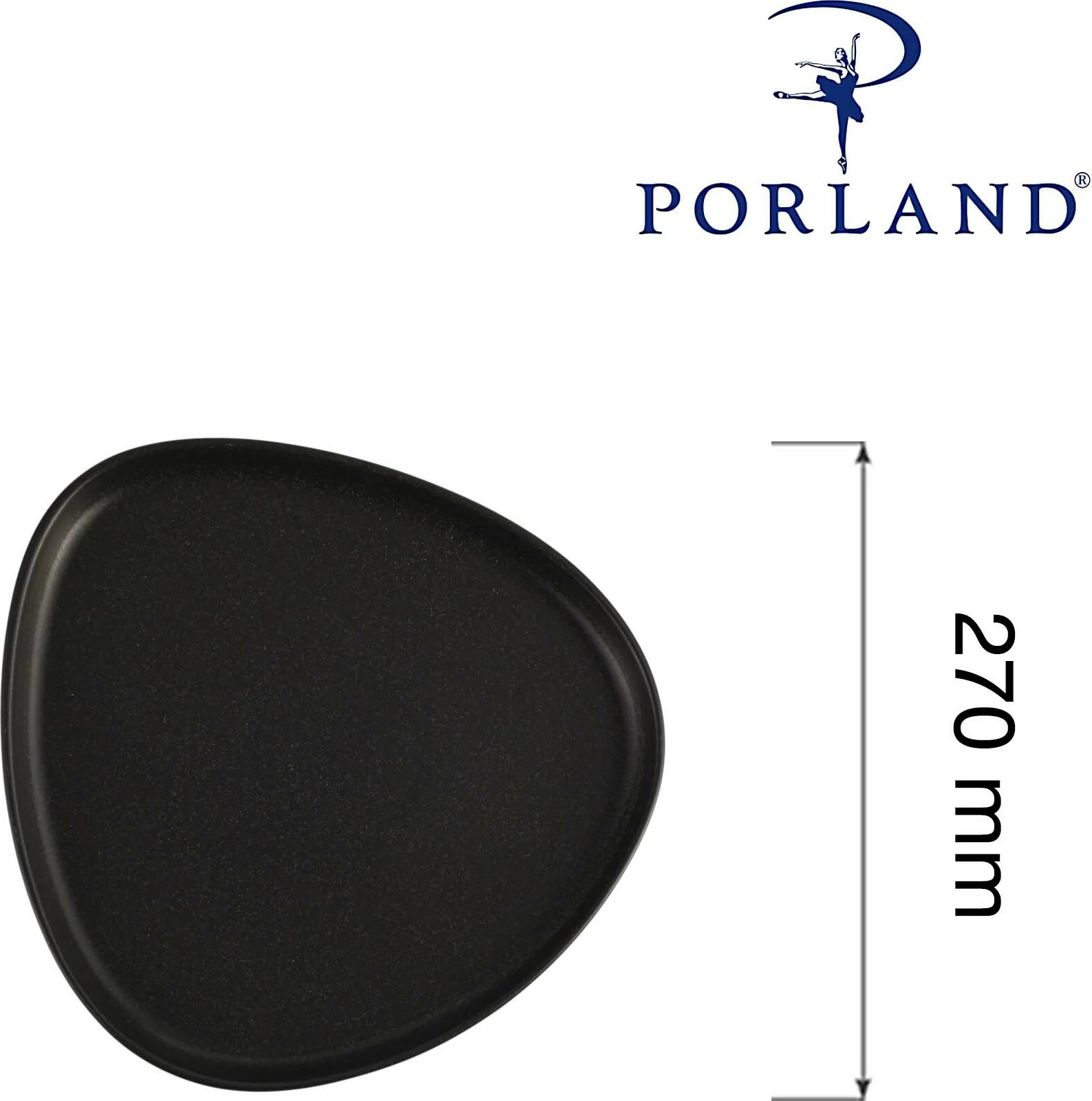 Pjatë trekëndore Porland Seasons Coal 270 mm, set 6 copë, e zezë