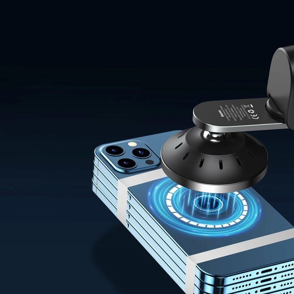 Mbajtës magnetik Baseus WXJN-01 me karikues wireless 15 W, MagSafe, për iPhone, i zi