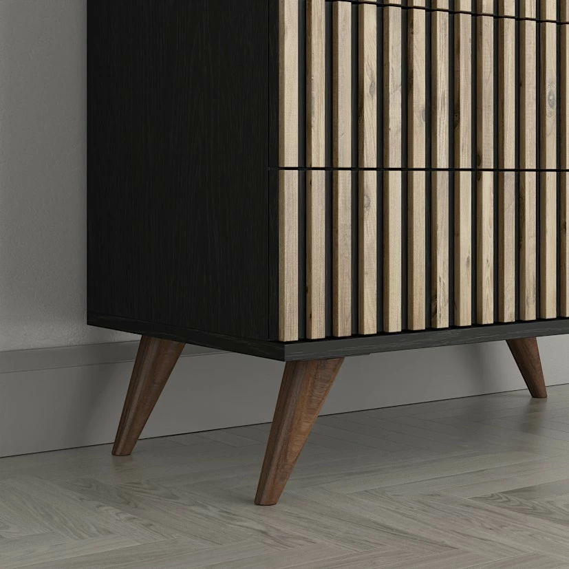 Komodë Skye Decor, FRN-9010, ngjyrë druri, e zezë, Atlantic Pine