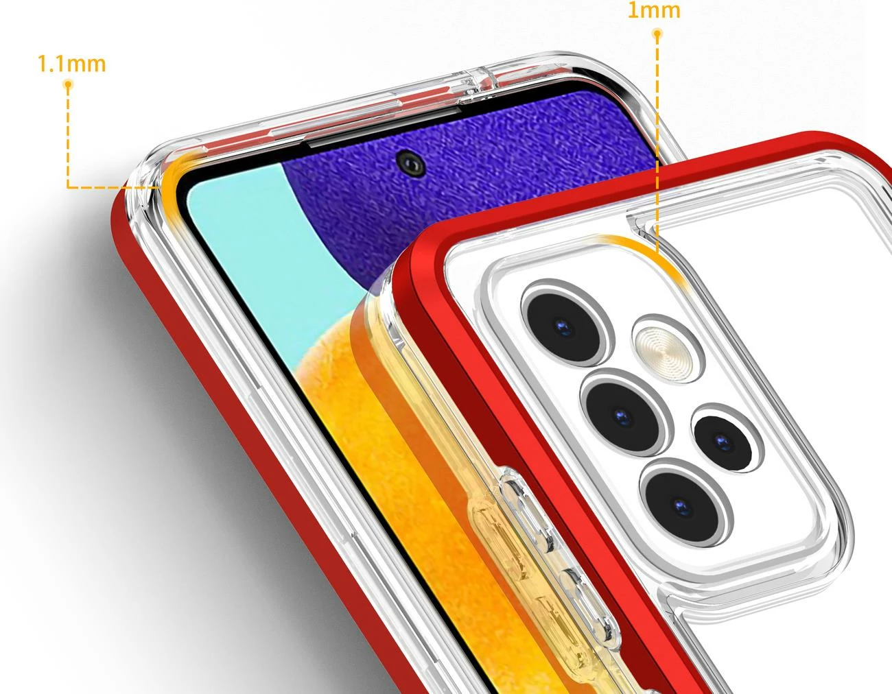 Mbështjellës Hurtel Hybrid Armor Clear 3in1 për Samsung Galaxy A73, Transparent/Kuq