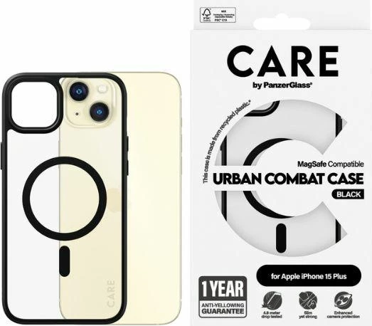 Mbështjellës PanzerGlass Urban Combat Case MagSafe për iPhone 15 Plus, i zi