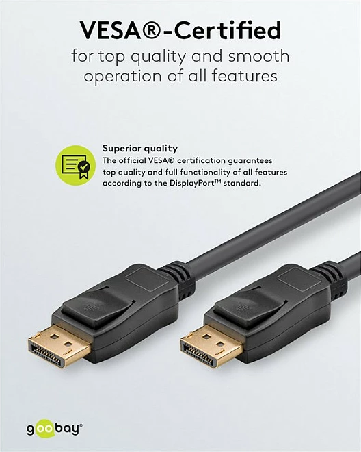 Kabllo DisplayPort Goobay 1.4, 2m, e zezë