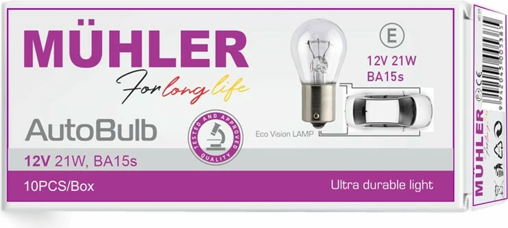Lampa 12v 21w P21w Ba15s Kuti Muhler