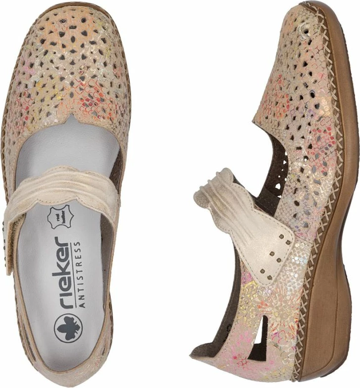 Këpucë lëkure për femra Rieker 41399-92, shumëngjyrëshe