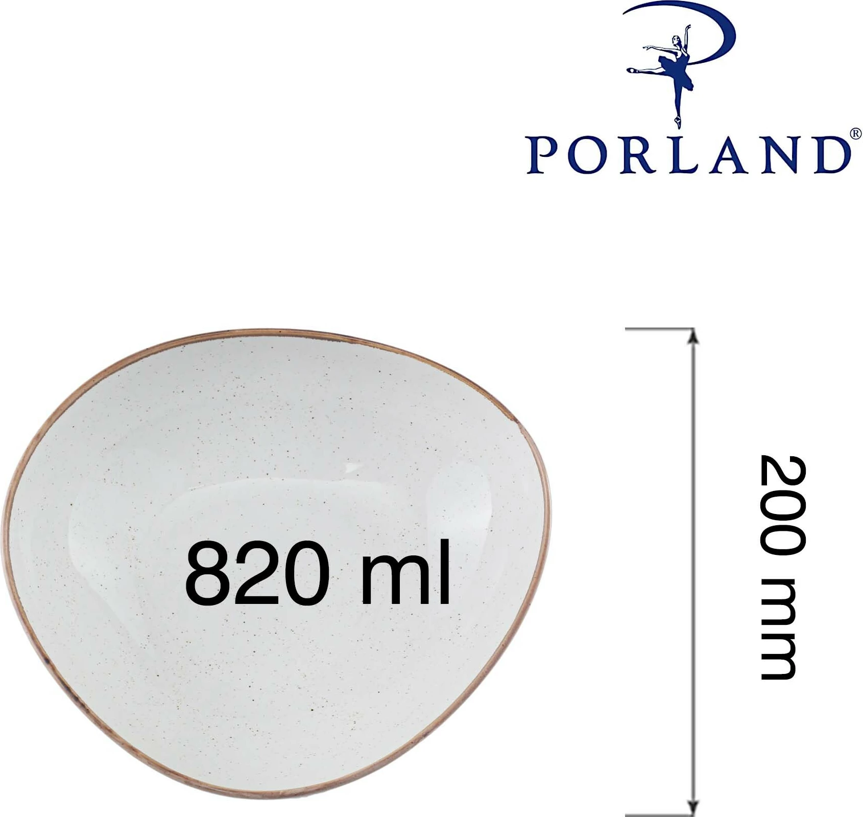 Tas trekëndor Porland Seasons Sand 200 mm, 820 ml, porcelan, bezhë krem, set 6 copë