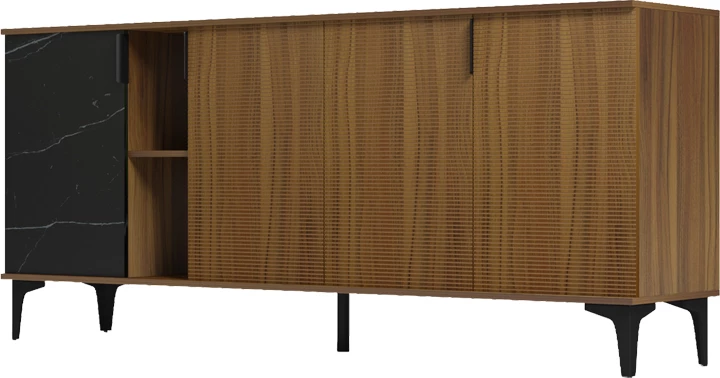 Bufe Riba, pamje arre dhe mermeri të zi, 180x40x78cm