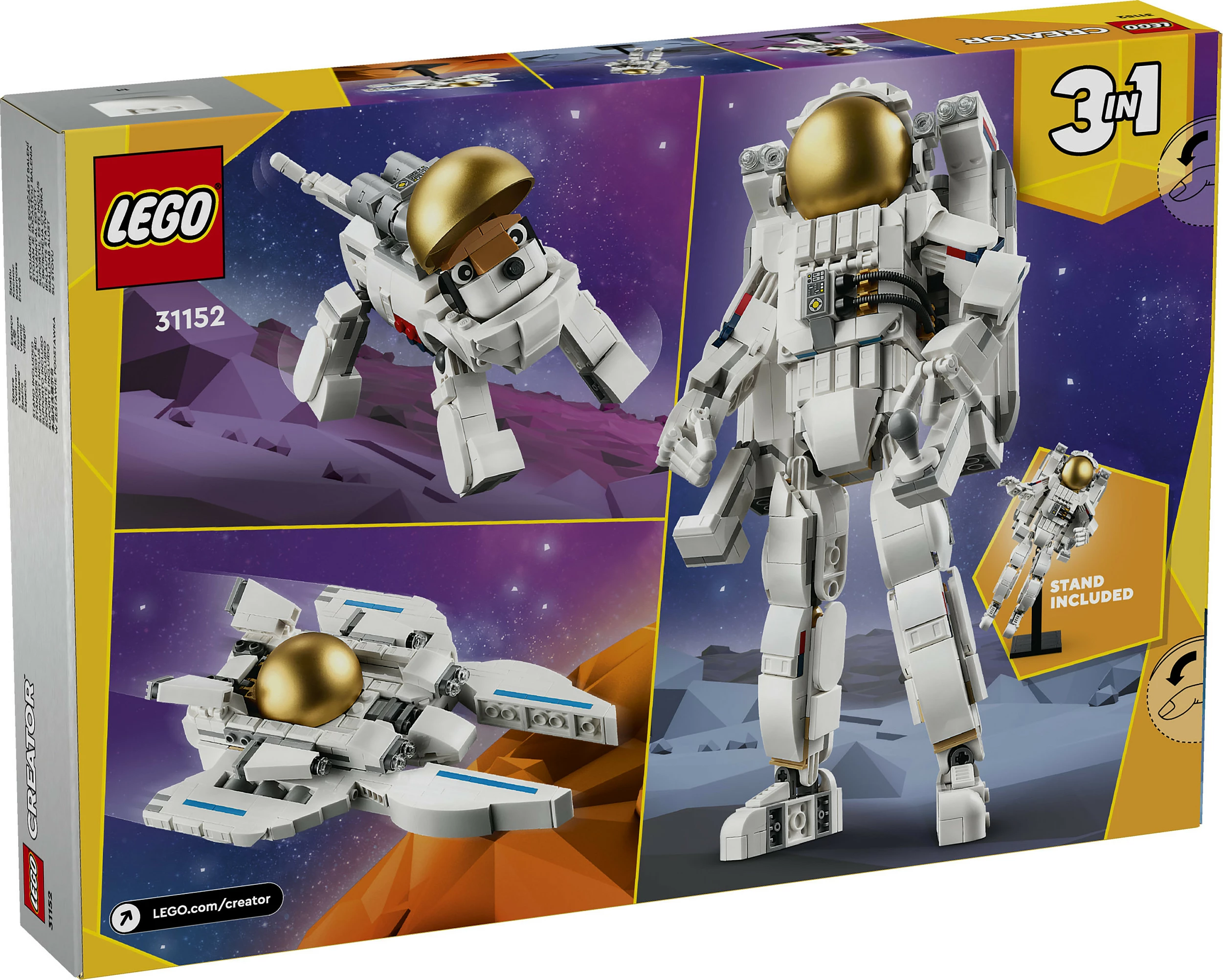 Set ndërtimi LEGO Creator 3in1 Space Astronaut 31152, 647 pjesë, multikolor
