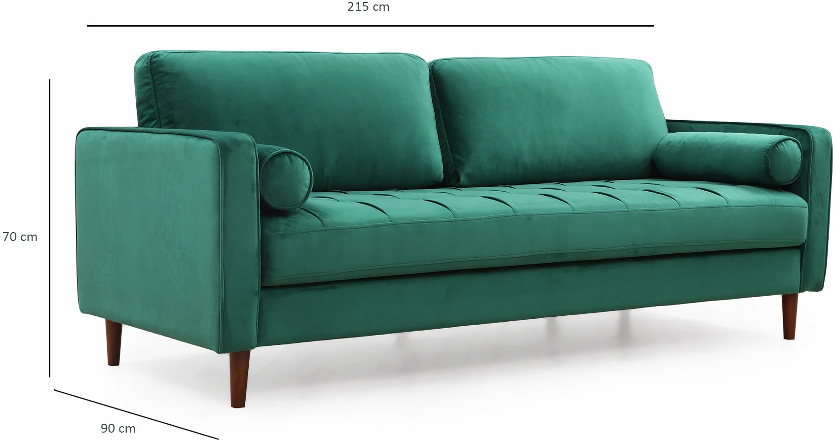 Divan treshe Atelier del Sofa, ngjyrë e gjelbër, Rome