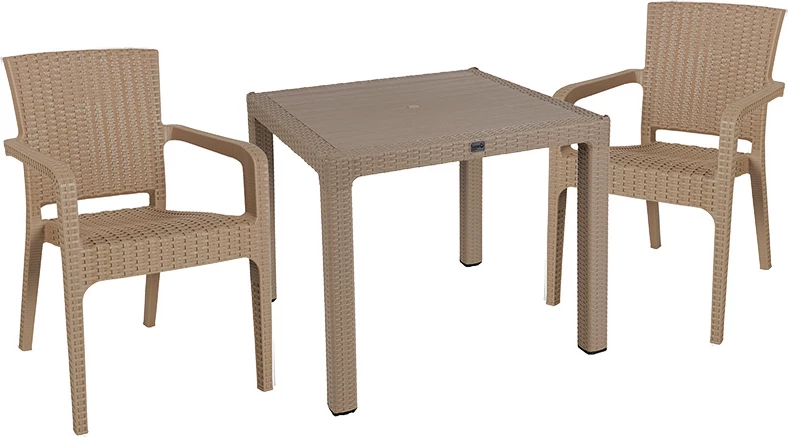 Tavolinë me karrige Explore-Halcyon set 3 copë PP kapuçino 90x90x73.5cm