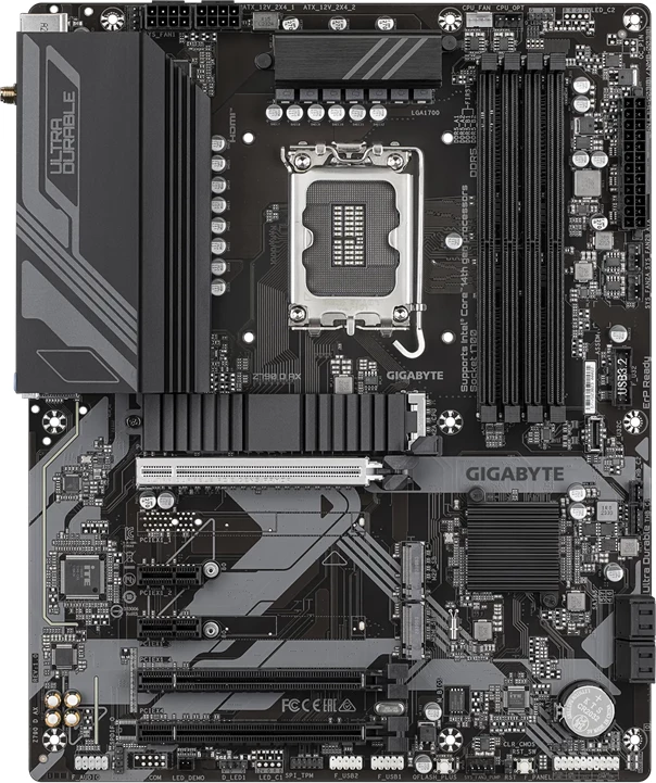 Pllakë amë Gigabyte Z790 D AX, LGA1700, 4xDDR5, 3xM.2, 4xSATA, 2.5GbE, Wi‑Fi 6E, Bluetooth 5.3, HDMI, DisplayPort, ATX