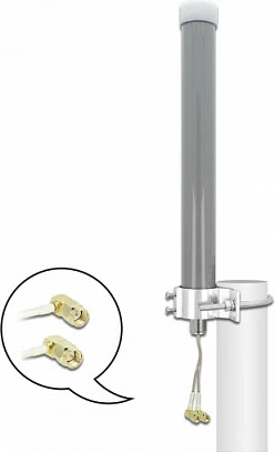 Antenë DeLOCK Multiband LTE/WLAN 2.4GHz, 3 dBi, SMA + RP-SMA, outdoor, gri