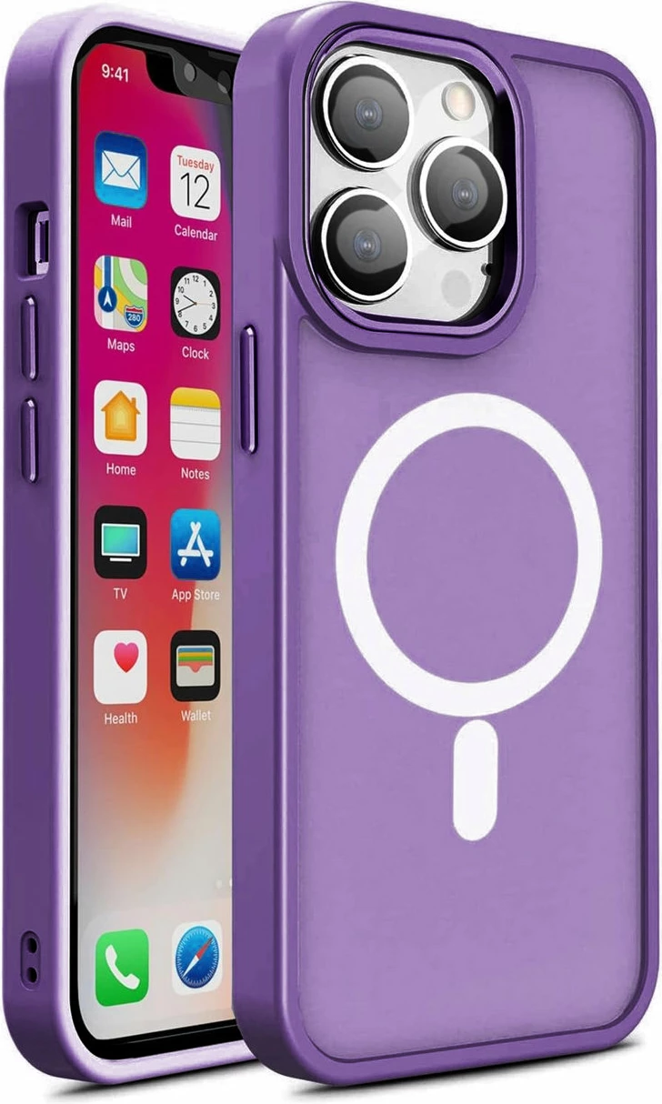 Mbështjellës Hurtel Color Matte Case për iPhone 15 Plus, MagSafe, vjollcë