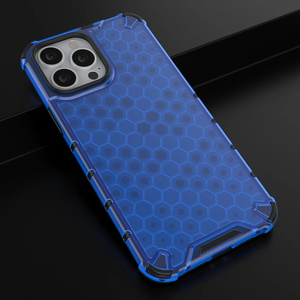 Mbështjellës Hurtel Honeycomb për iPhone 13 Pro Max, TPU/PC, kaltër