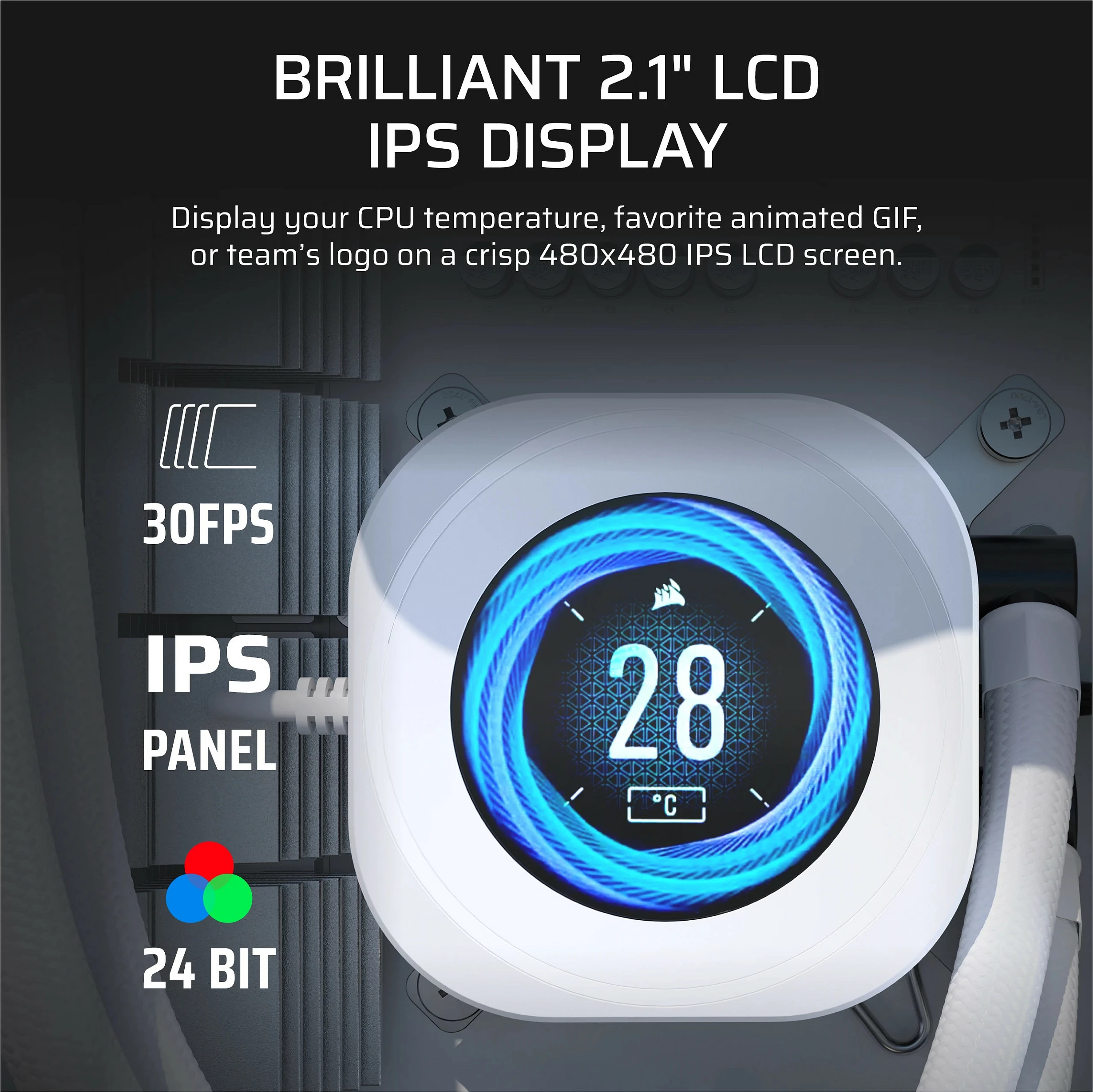 Ftohës uji AIO Corsair Nautilus 240 LCD, radiator 240mm, i bardhë