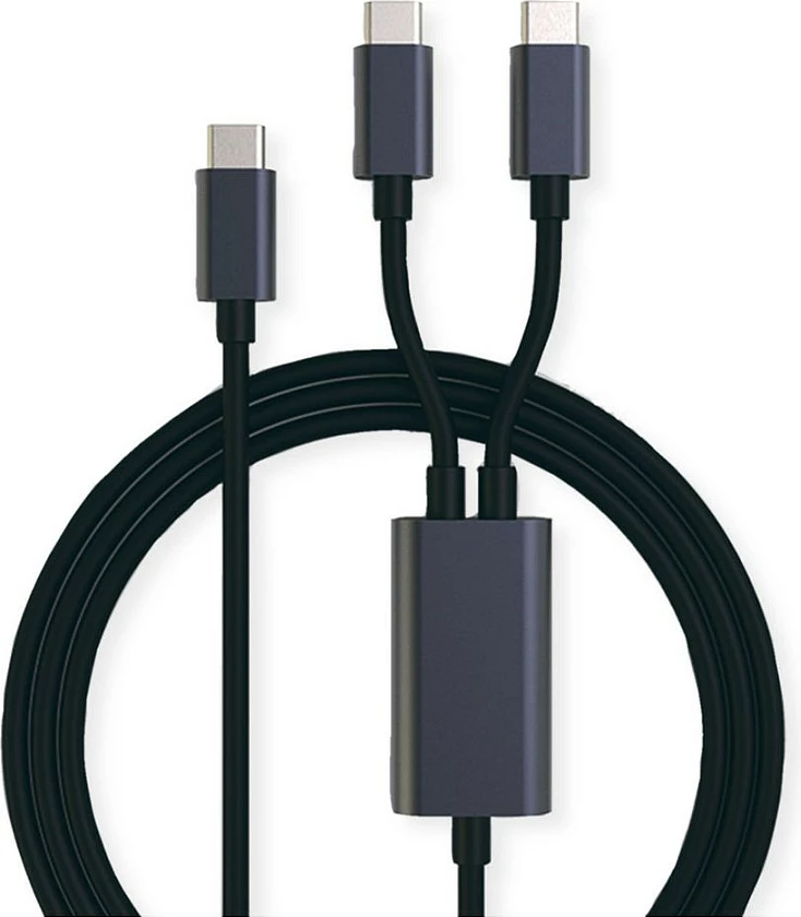 Kabllo USB-C ROLINE 11028308, 1.85 m, USB-C në 2x USB-C, USB 2.0, PD 100W, e zezë