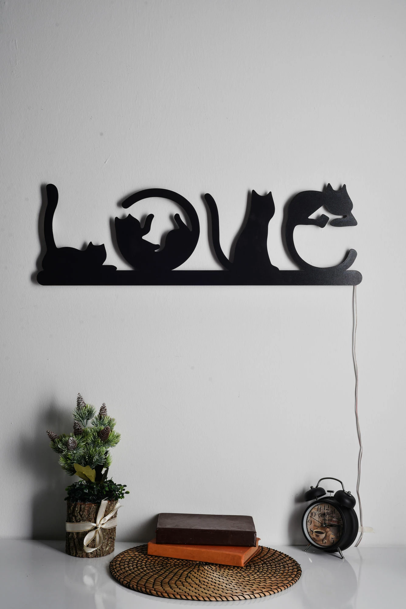 Dritë dekorative LED, Cat Love, ngjyrë kaltër