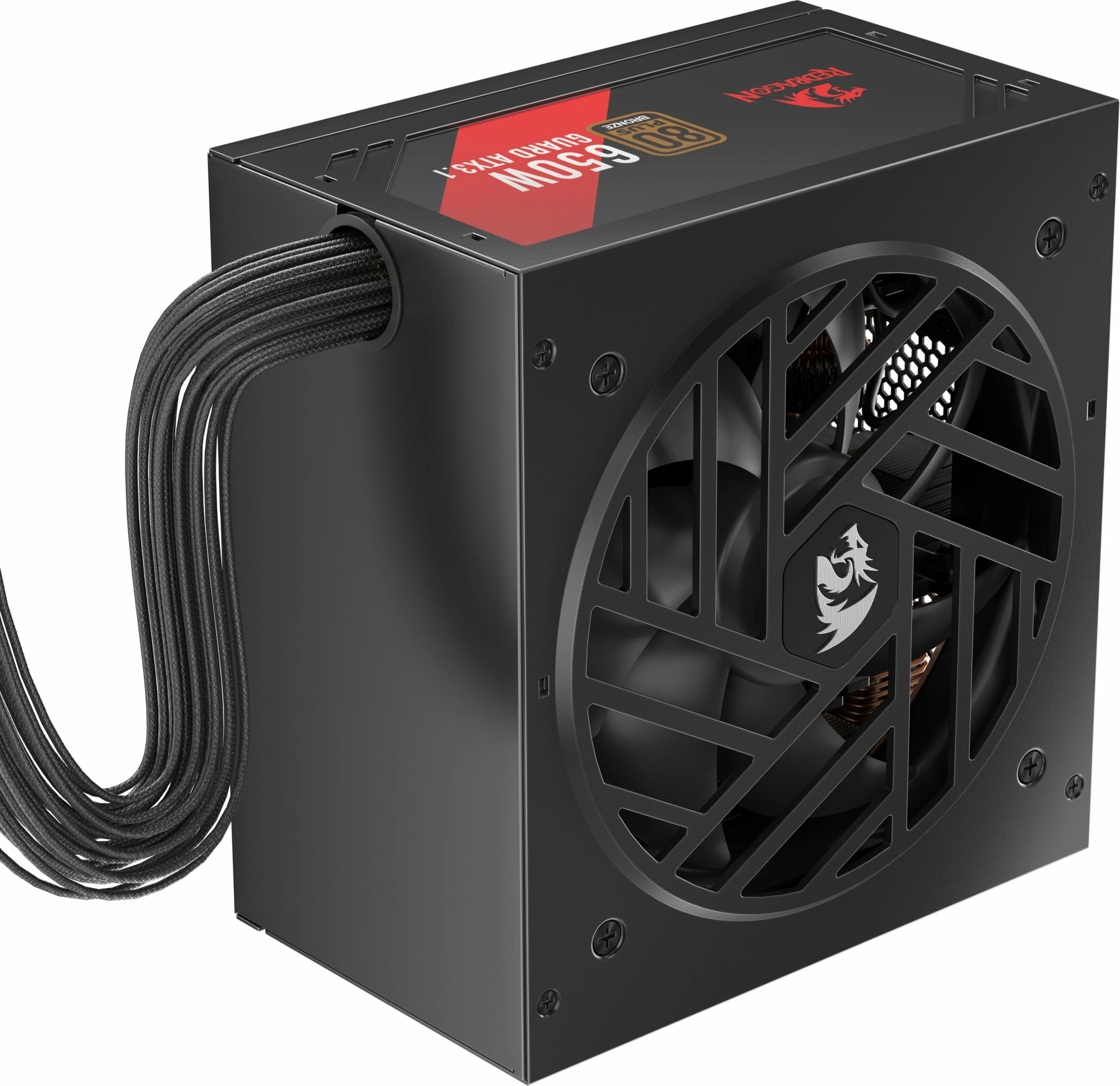 Furnizues rryme (PSU) Redragon Guard GC-GU02P 650W ATX 3.1 80 Plus Bronze, i zi/kuq