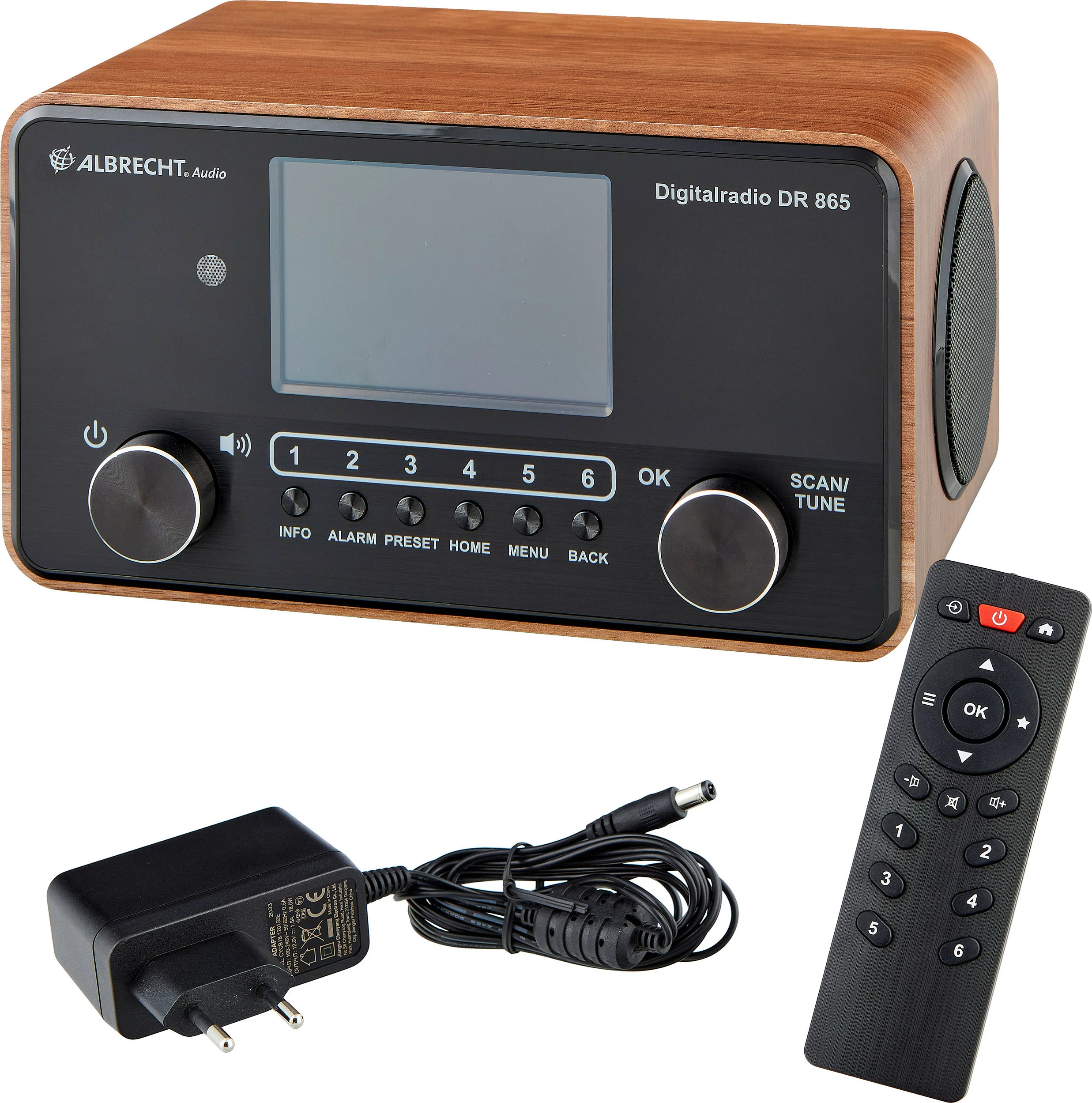 Radio portative Albrecht DR 865, DAB+ / FM, 14 W, ekran TFT 4", zezë/druri