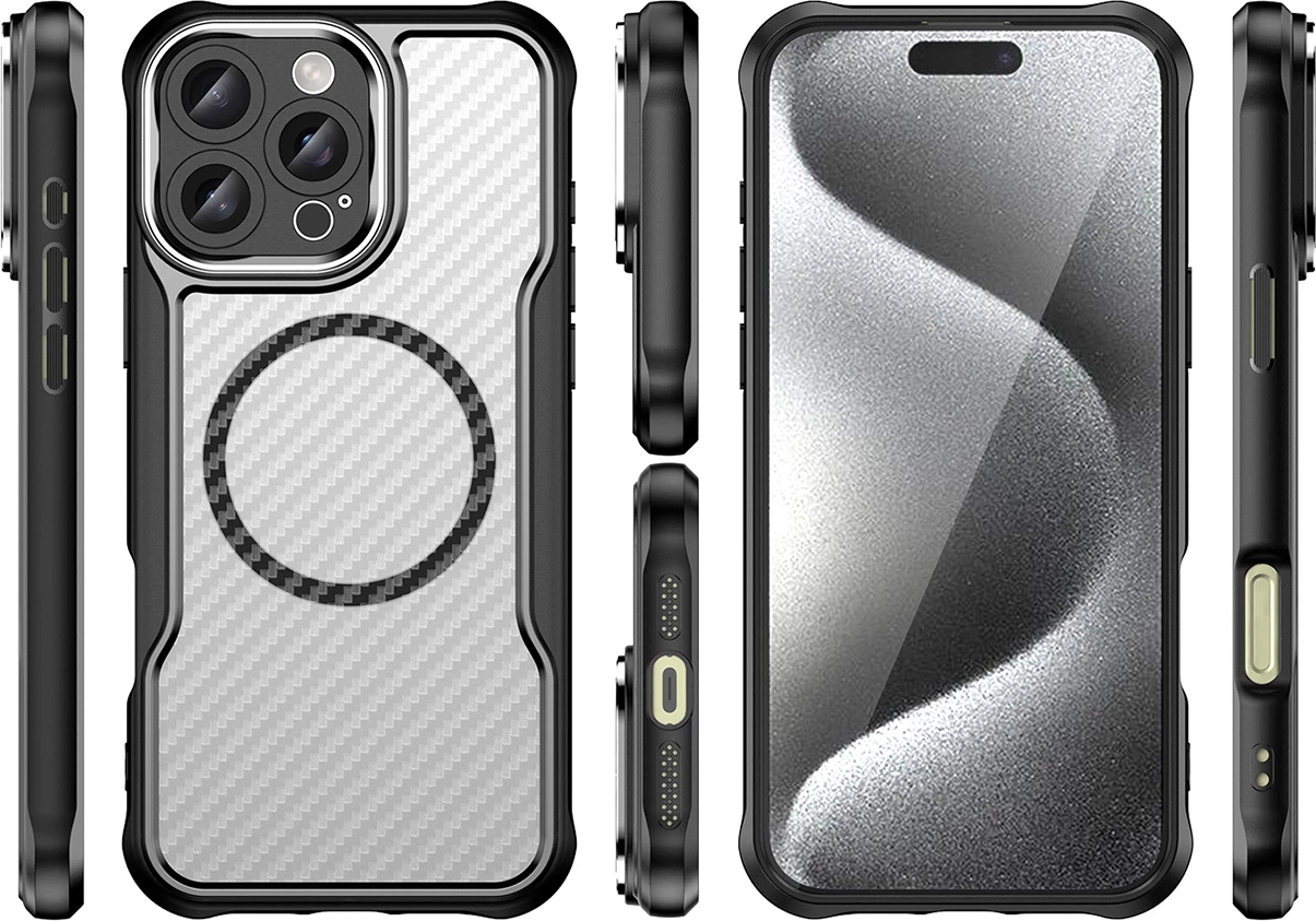 Mbështjellës Hurtel Leading Series MagSafe për iPhone 16 Pro, TPU, i zi