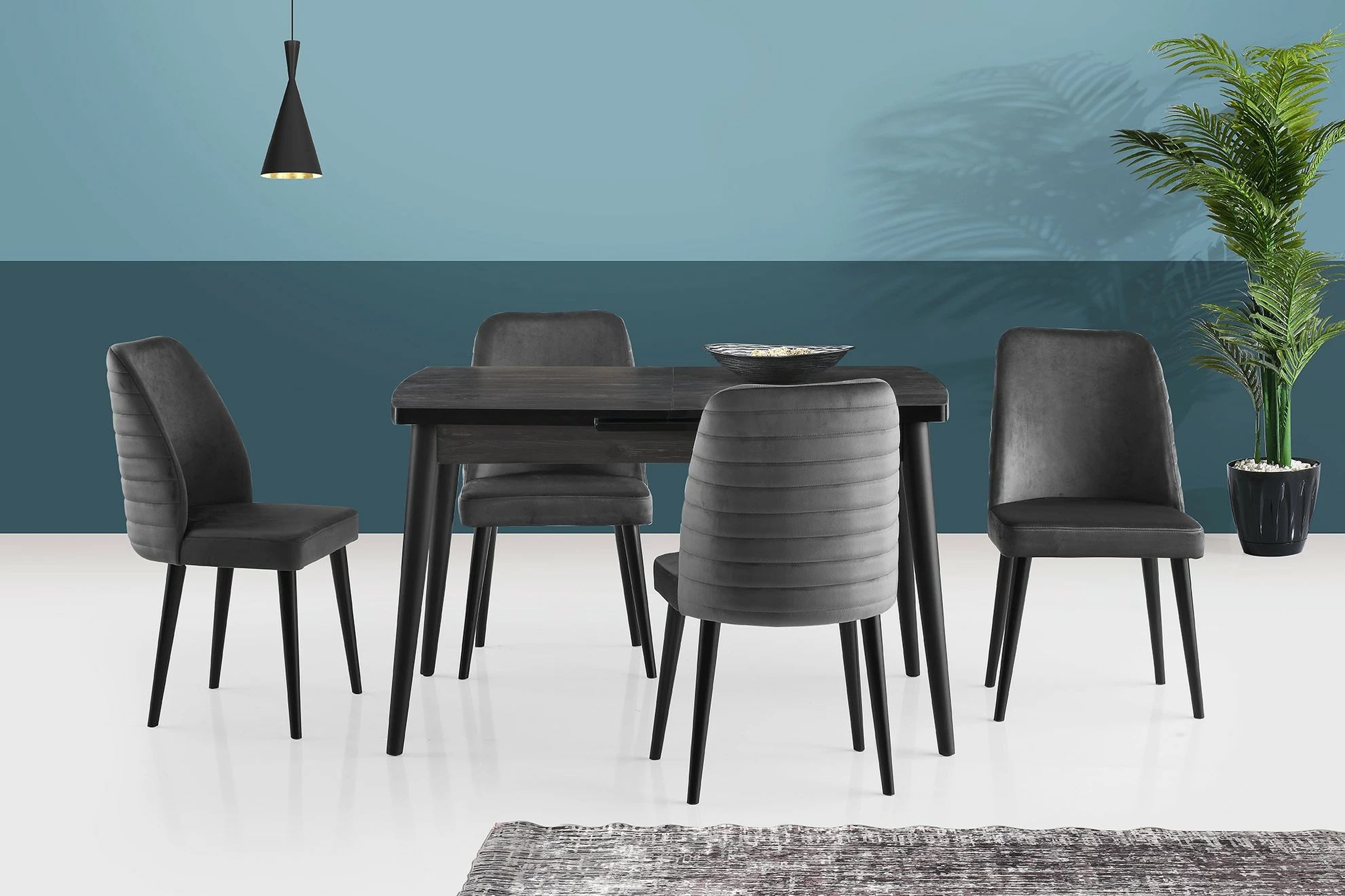 Tavolinë e zezë për ngrënie Skye Decor, Inci - 1143