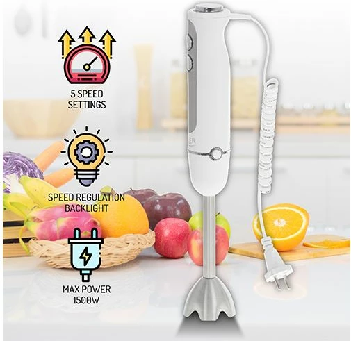 Blender dore ADLER AD4625W 850W/1500W 5 shpejtësi, turbo, çelik inox, bardhë