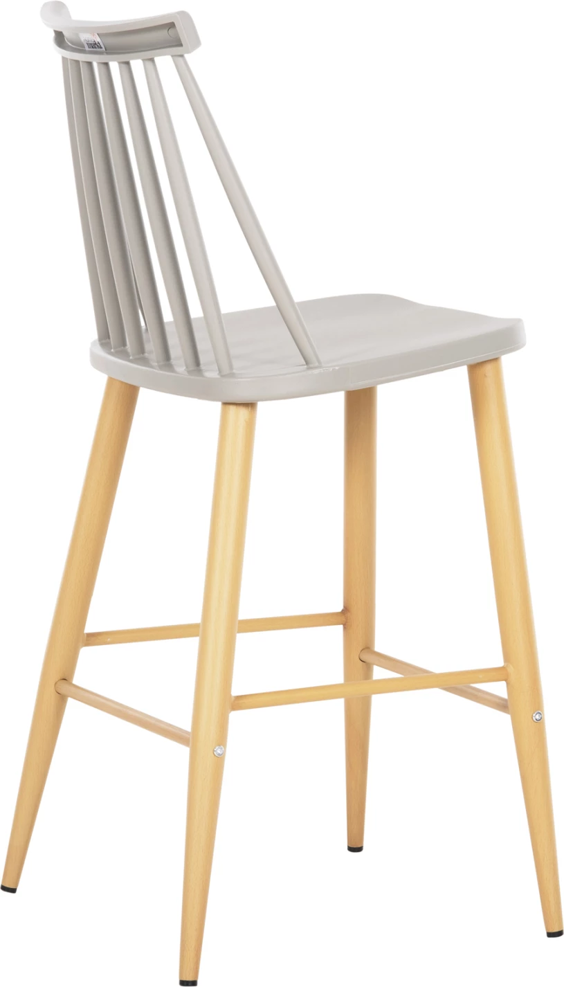 Karrige për bar mesatare VANESSA FH9300.10, polipropilen gri dhe metal, dru natyral, 45x48x96H cm., set prej 2 copë