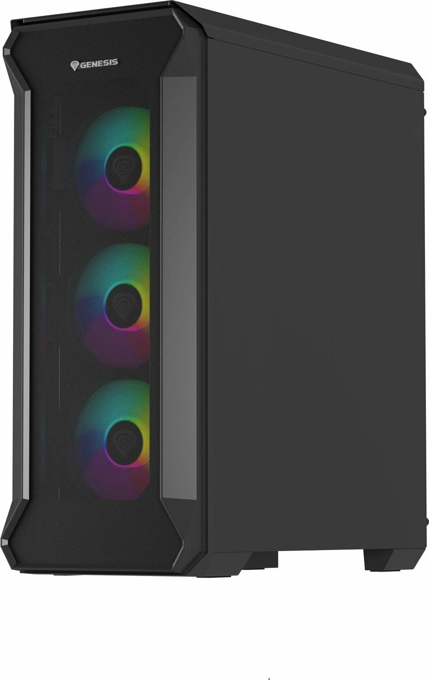 Kasë GENESIS Irid 505 ARGB V2 NPC-1518 Midi Tower ATX/Micro ATX/Mini-ITX, 4x120mm ARGB fan, xham i kalitur, e zezë