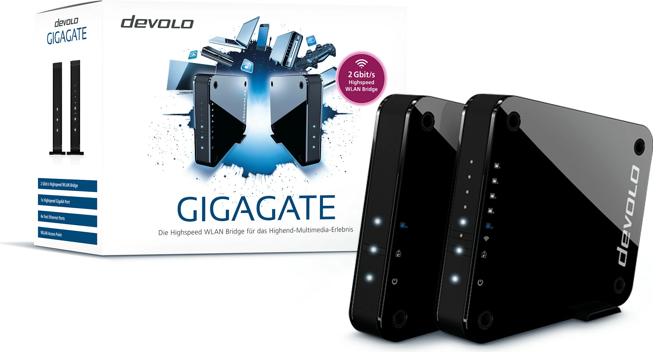 Urë WiFi Devolo GigaGate, 1733 Mbit/s, 5x LAN, e zezë