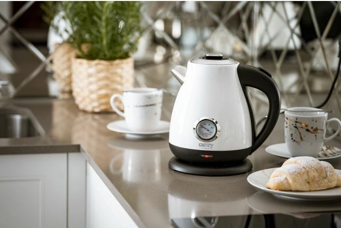 Çajnik elektrik CAMRY CR1344W 1.7L 2200W me termometër analog, i bardhë