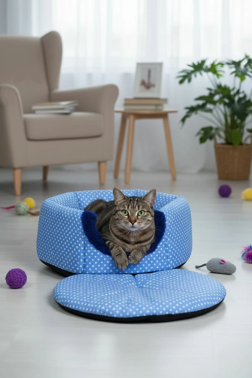 Shtrat për mace, ngjyrë kaltër, Paws & Whiskers, Bcps1001