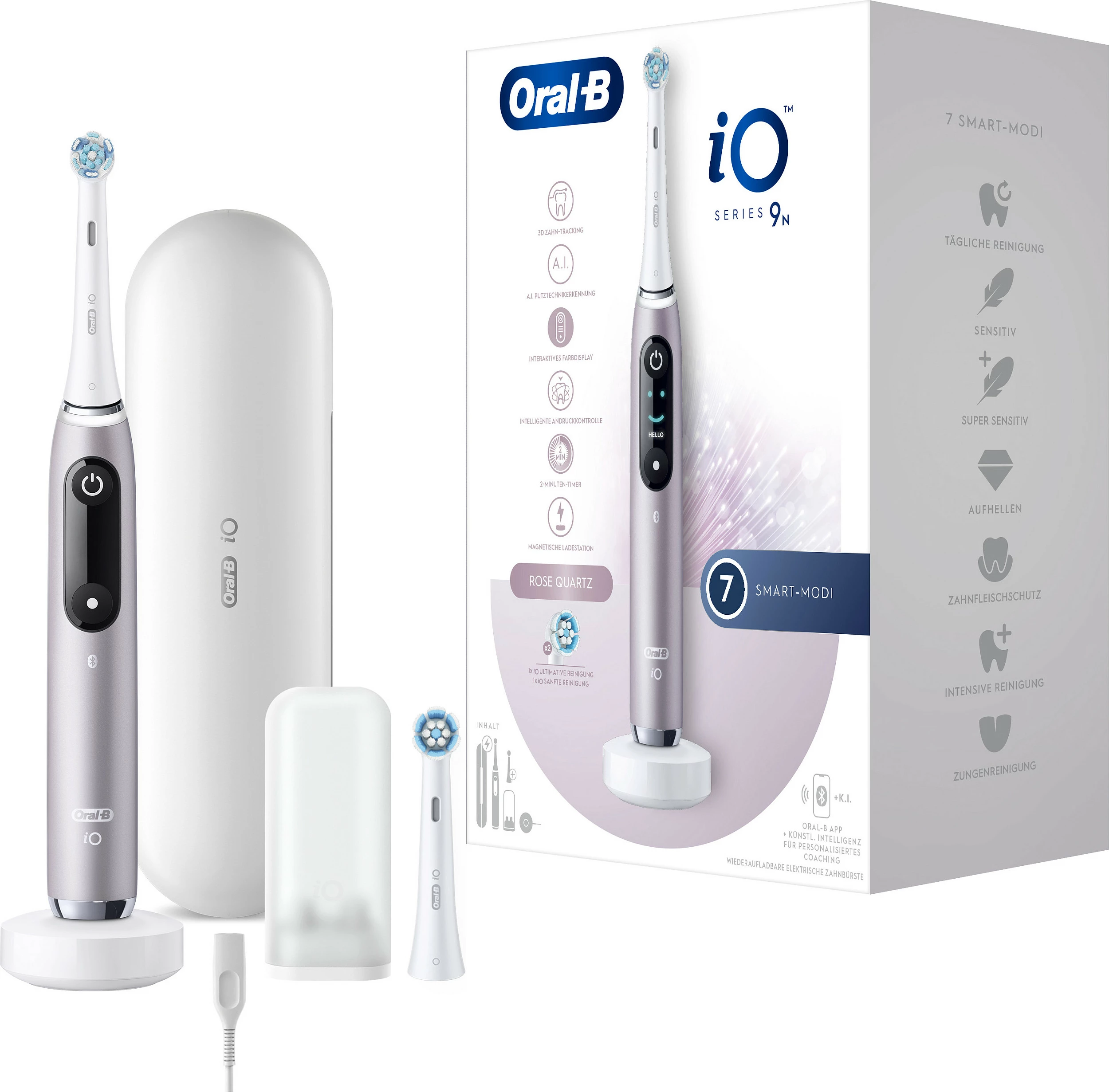 Furçë dhëmbësh elektrike Oral-B iO Series 9n, 6 mënyra, Bluetooth, me kuti udhëtimi, rozë