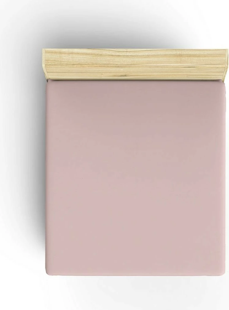 Çarçaf i shtrënguar për krevat dopio i vogël, ngjyrë dusty rose, L'essentiel